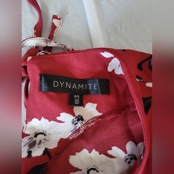 Dynamite Red Floral Long Sleeve Dress, Size Small - Picture 5 of 5